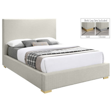 Crosby Linen Upholstered Bed, Beige, Queen