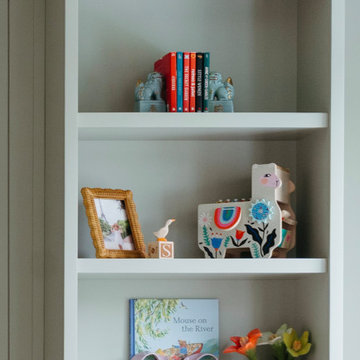 Custom Playroom Built-In Cabinets with TV Wall and Bench Storage
