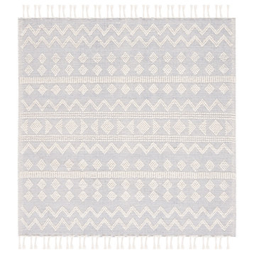 Safavieh Couture Natura Collection NAT342 Rug, Ivory/Light Blue, 6'x6' Square