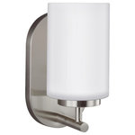 Sea Gull Lighting - Sea Gull Lighting 41160EN3-962 Oslo - 4.75" 9.3W 1 LED Wall Sconce - The Sea Gull Collection Oslo one light wall sconceOslo 4.75" 9.3W 1 LE Brushed Nickel Cased *UL Approved: YES Energy Star Qualified: n/a ADA Certified: n/a  *Number of Lights: Lamp: 1-*Wattage:9.5w A19 Medium Base bulb(s) *Bulb Included:Yes *Bulb Type:A19 Medium Base *Finish Type:Brushed Nickel