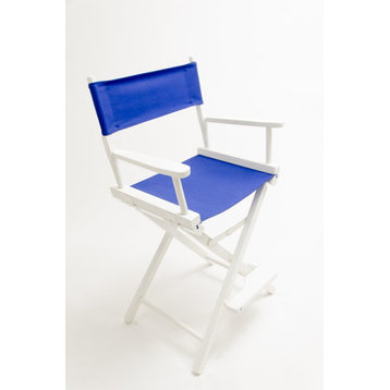 Gold Medal 24" White Contemporary Director's Chair, Royal Blue