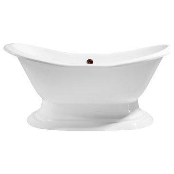 72" Cast Iron R5200ORB Soaking freestanding Tub and Tray With External Drain