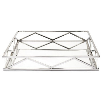 Oblong Mirror Tray with V-design