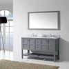 Virtu Winterfell 60" Double Bathroom Vanity, Gray With Marble Top, With Mirror