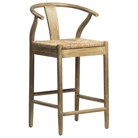 Hudson Oak & Seagrass Counter Stool