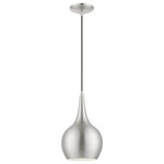 Livex Lighting - Andes 1 Light Brushed Nickel With Polished Chrome Accents Mini Pendant - The Andes mini pendant features a modern, minimal look. It is shown in a chic brushed nickel finish shade with a shiny white finish inside and polished chrome finish accents.