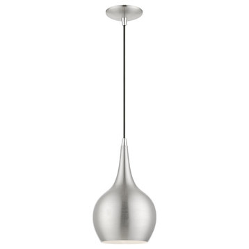 Andes 1 Light Brushed Nickel With Polished Chrome Accents Mini Pendant