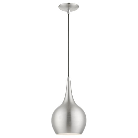 Andes 1 Light Brushed Nickel With Polished Chrome Accents Mini Pendant