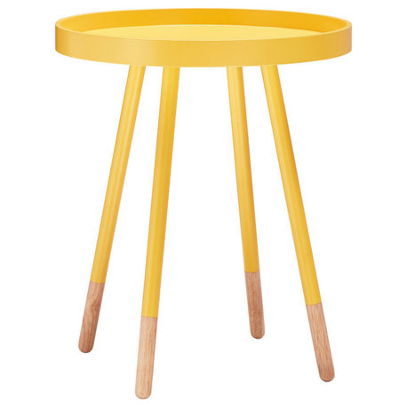 Zoe Retro, Mid Century Modern Tray Top Side Table, Yellow