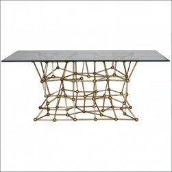 Worlds Away Molecule 72" Gold leaf Dining Table - Dining Tables