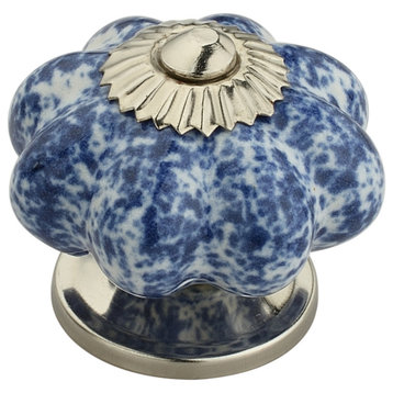Ceramic Knobs 1-7/10'' Blue & White Drawer Cabinet Knob Decorative Knobs 10-Pcs