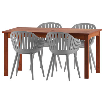 Amazonia Zandvoort 5 Piece Rectangular Dining Set With Gray Aluminum Legs Chairs