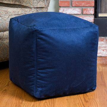 Modern Living Space w/ Microfiber Square Kids Bean Bag, Navy Blue
