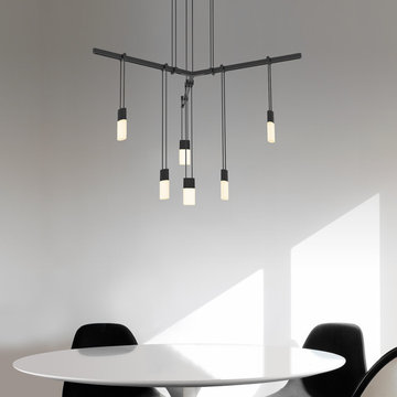 Suspenders™ 24" 1-Tier Tri-Bar above Dining Table