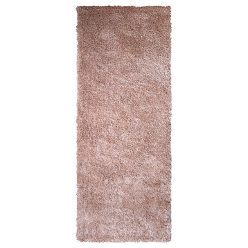 Hand Tufted Shag Polyester Area Rug Solid Beige, [Runner] 2'6''x6'