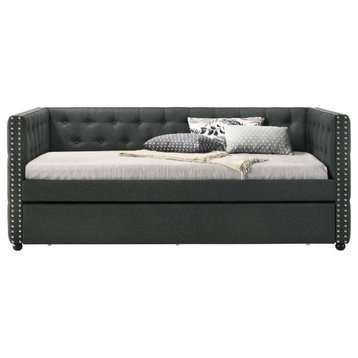 Acme Romona Full Daybed and Twin Trundle Gray Fabric