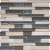 12"x11.5"Crackled Glass and Stone Mosaic Tile, Tahoe, Mixed Strips, Set of 5