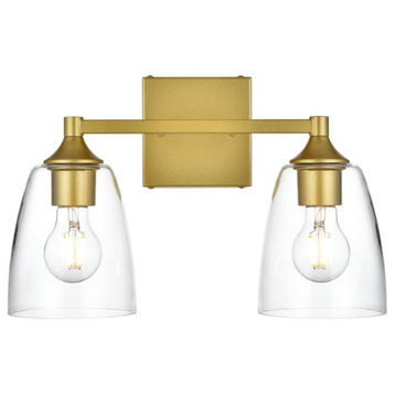 Living District Gianni 2-Light Brass & Clear Bath Sconce