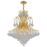 Crystal Lighting Palace - French Empire 15-Light Gold Finish Clear Crystal Chandelier - This stunning 15-light Crystal Chandelier only uses the best quality material and workmanship ensuring a beautiful heirloom quality piece. Featuring a radiant Gold finish and finely cut premium grade crystals with a lead content of 30-percent, this elegant chandelier will give any room sparkle and glamour.