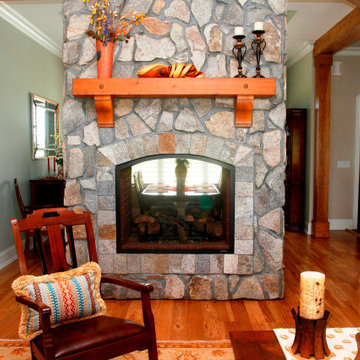 Double-Sided Stone Fireplace