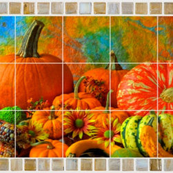 Pumpkins, Squash, and Corn - Tile Mural Palettes - Tile Murals
