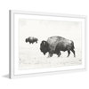 "Buffalo Pair" Framed Painting Print, 36"x24"