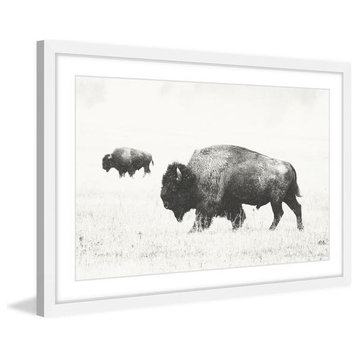"Buffalo Pair" Framed Painting Print, 30"x20"
