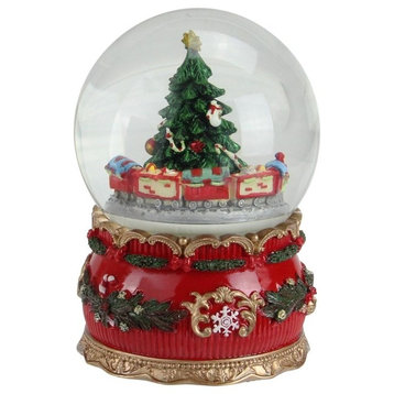 6" Musical Christmas tree and train animated Water Globe Table Top Decoration