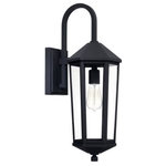 Capital Lighting - Capital Lighting 926911BK Ellsworth - One Light Outdoor Wall Lantern - Shade Included: TRUE  Warranty: 1 Year  Room Type: ExteriorEllsworth One Light Outdoor Wall Lantern Black Clear Glass *UL: Suitable for wet locations*Energy Star Qualified: n/a  *ADA Certified: n/a  *Number of Lights: Lamp: 1-*Wattage:100w E26 Medium Base bulb(s) *Bulb Included:No *Bulb Type:E26 Medium Base *Finish Type:Black