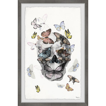 "Butterfly Skull Paradise" Framed Painting Print, 16"x24"