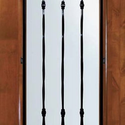 Slab Entry Single Door 80 Wood Alder Warwick Full Lite Wrought Iron - Front Doors