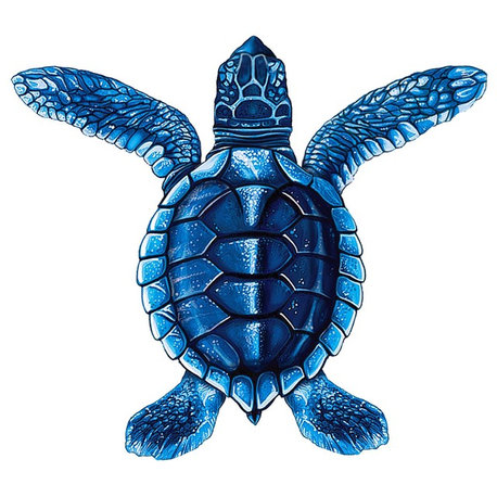 Baby Turtle Porcelain Style A Swimming Pool Mosaic 5", Blue
