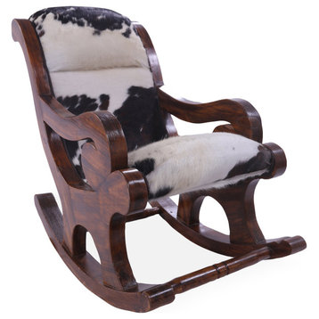 Hair-On Cowhide Wooden Handcrafted Rocking Chair RC108-FC