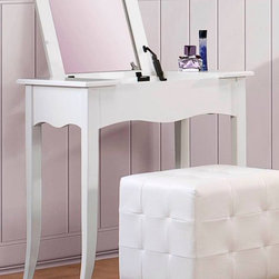 SPARKLE TRENDY GIRLS WHITE WOOD VANITY DESK TABLE LIFT TOP MIRROR - Kids Bedroom Vanities