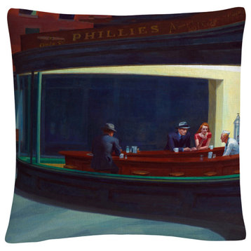 Edward Hopper 'Nighthawks' Decorative Throw Pillow