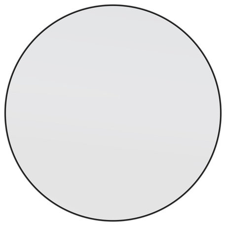 Round Black 28" Stainless Steel Framed Mirror, Black
