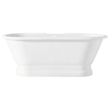 Cheviot Products Regal Cast Iron Bathtub With Pedestal Base and Faucet Holes