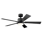 KICHLER - Satin Black 52" Lucian Fan LED - Bold, strong lines make this contemporary 52 inch Lucian fan a stand out in every space. Featuring a Satin Black finish and five-blades. A clean look makes it appropriate for a variety of areas - from family rooms to dining rooms and everything in between.