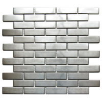 10.3"x10.3" Large Brick Pattern Eden Mosaic Stainless Steel Tile, 8 mm Thick, Si