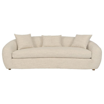 Armen Living Molly 96.5" Upholstered Polyurethane Curved Sofa in Pearl