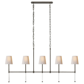 Camille Medium Linear Chandelier in Bronze with Natural Paper Shades