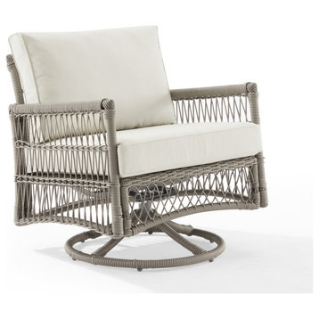 Thatcher Outdoor Wicker Swivel Rocker Chair Creme/Driftwood