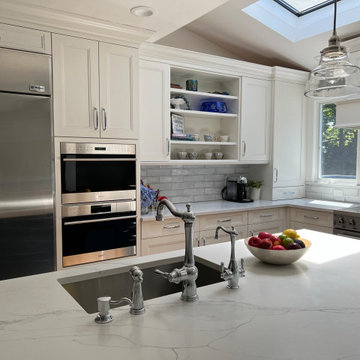 Blue and White Kitchen With Natural Light