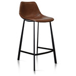 Gingko - Pablo Bar Stools, Set of 2, Chestnut Brown - Pablo's modern sleek design are warmed by the rich tones of its chestnut brown or teal blue faux leather upholstery with the texture of a well worn glove. Don't be fooled by Pablo's slim lines--this counter sool is well padded, has back support and is extremely comfortable! Decorative stitching and black steel base complete the look. Pablo pairs well with a wide range of counter tops and easily updates any kitchen design. Quality materials and superior construction makes this Pablo Bar Stool suitable for commercial as well as residential projects.