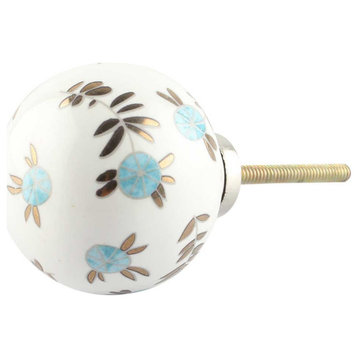 Ceramic Ball 1-1/2 in. White and Gold Drawer Cabinet Knob