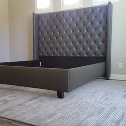 King size wing back headboard and bed frame - Bedroom Furniture Sets