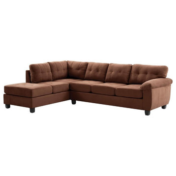 Glory Furniture Gallant Microsuede Sectional in Chocolate