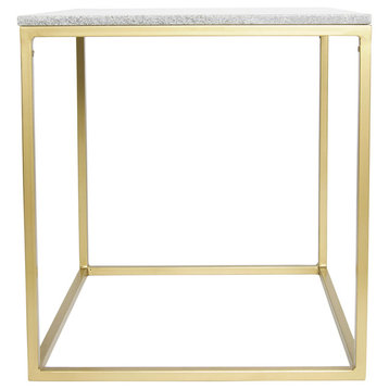 Marble Square Accent Table, Gray, 18"x18"x20"