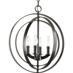 Progress Lighting - 4-Light Foyer - Inspired by ancient astronomy armillary spheres. This oversized oval fixture is part of the stunning Equinox collection. Interlocking rings pivot for an infinite variety of positions. Four-light foyer pendant in a Antique Bronze finish is ideal for linear installations over a farmhouse table dining room setting or kitchen island.