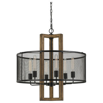 60W Monza Wood Chandelier With Mesh Shade